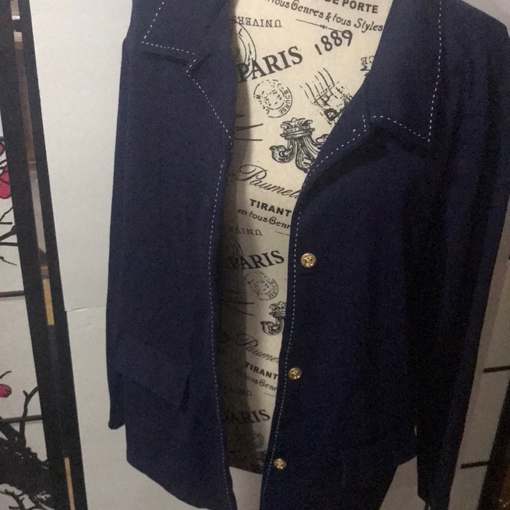 Blue Sag Harbor Jacket/blazer gold tone buttons and white stitching size…